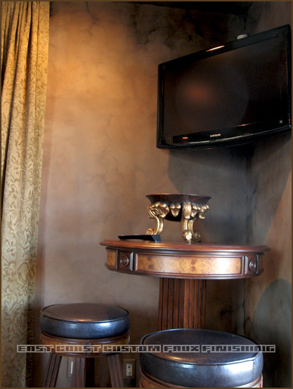 Leather faux finished walls